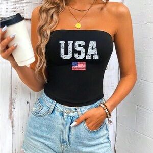 S,L LEFT United States Of America Strapless Top NWT